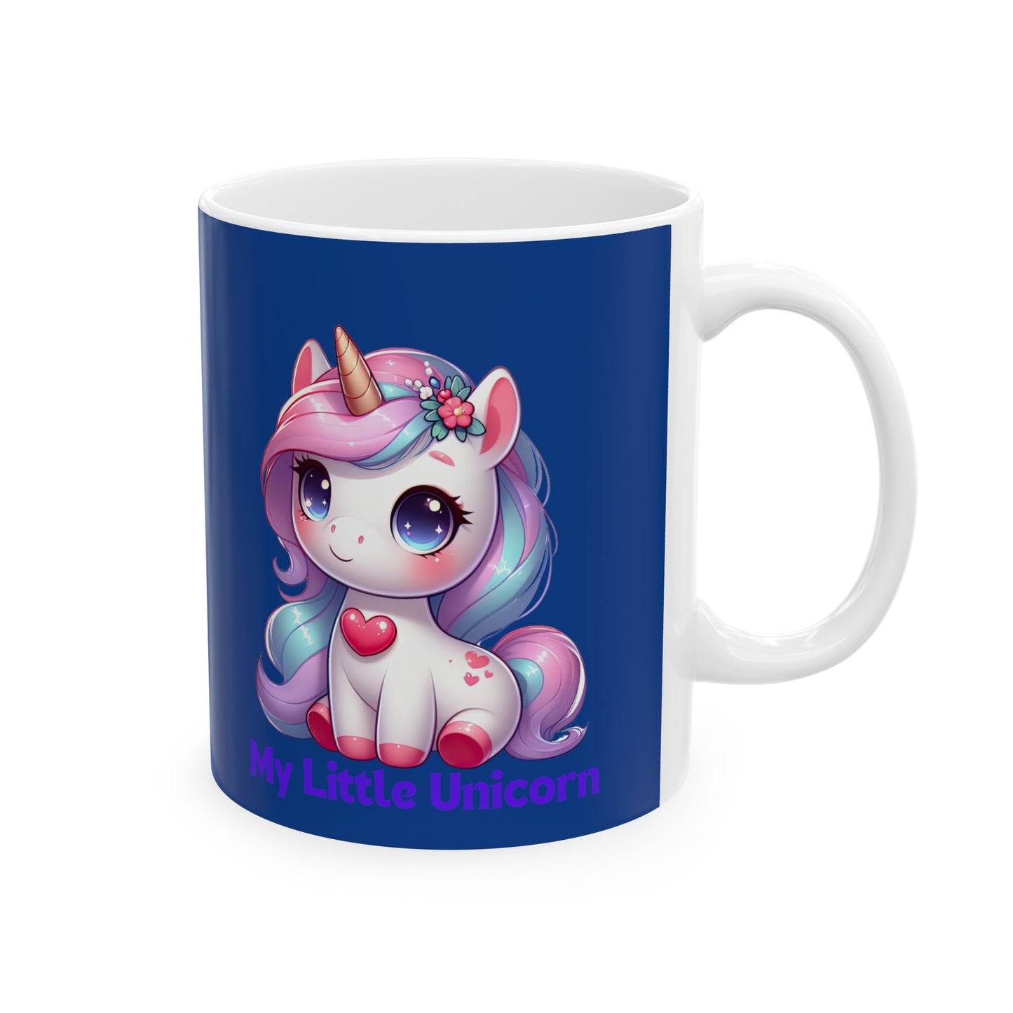 My Little Unicorn Heart Mug 11 Ounces Dark Blue