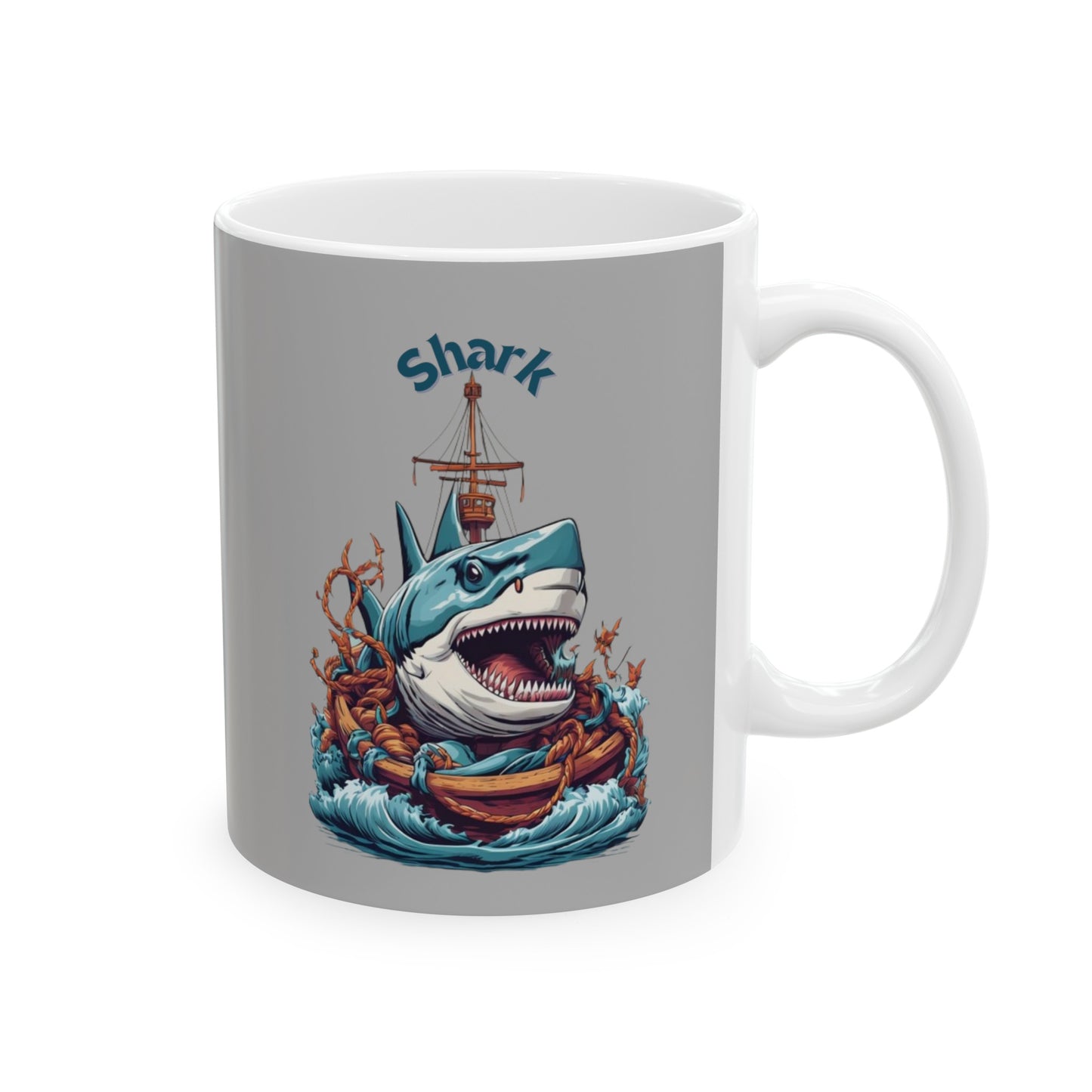 Shark Mug 11 Ounces Light Grey