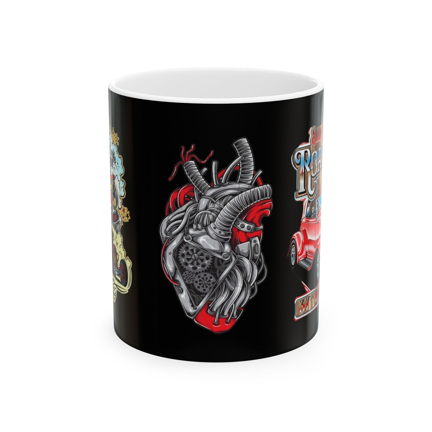 Roadsters Heart Engine Mug 11 Ounces Black