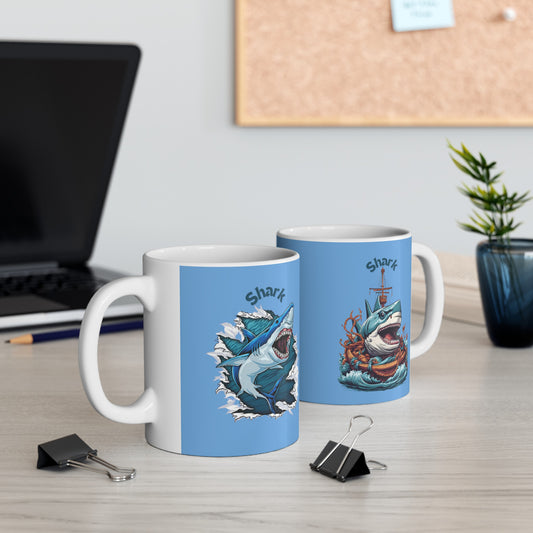 Shark Mug 11 Ounces Light Blue