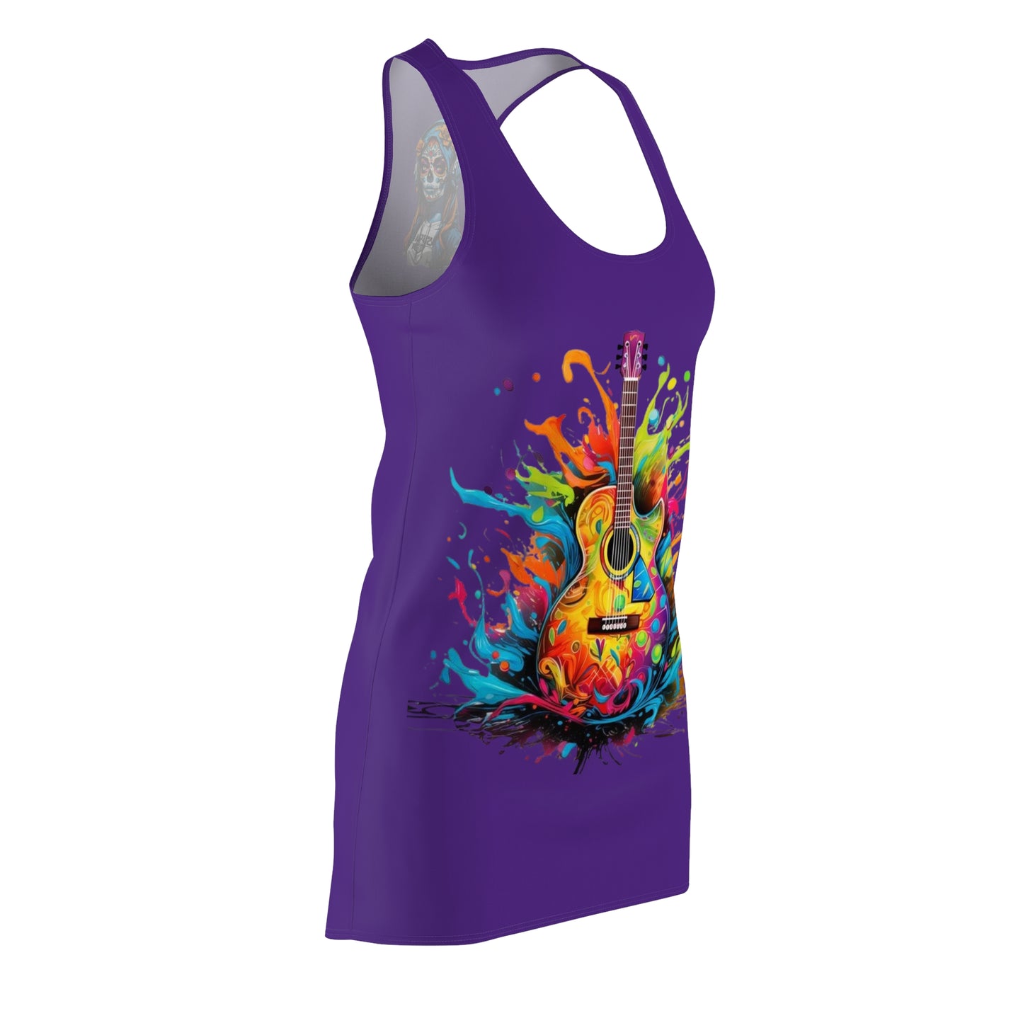 Guitar Women's Cut and Sew Racerback Dress Dark Purple