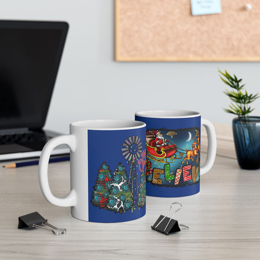 Merry Chritsmas Mug 11-15 Onces Dark Blue