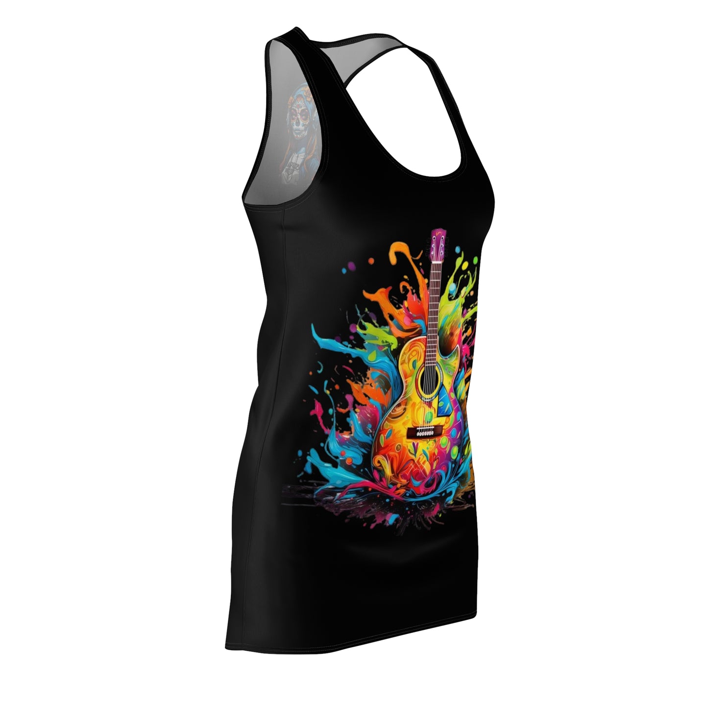 Guitar Women's Cut and Sew Racerback Dress Black