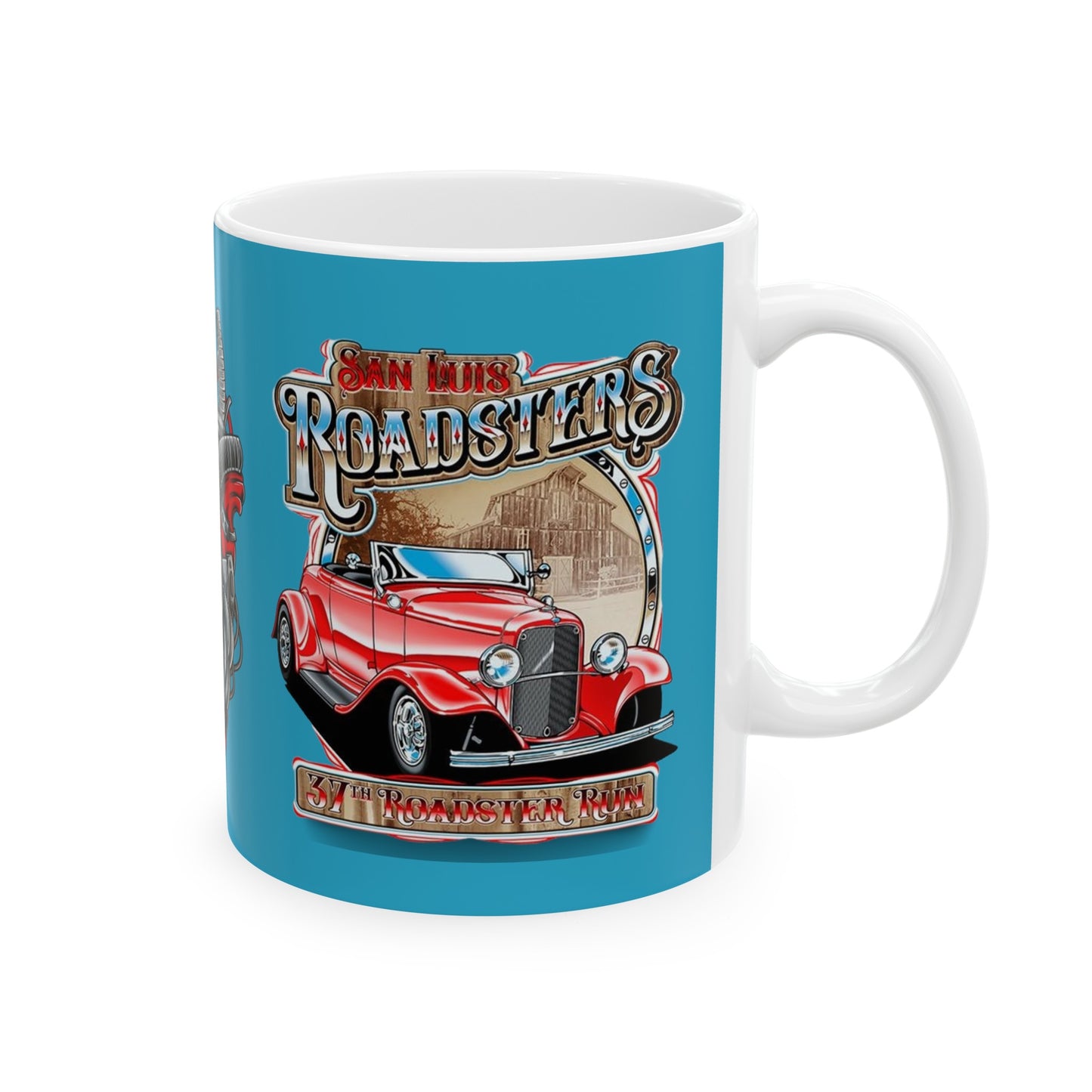 Roadsters Heart Engine Mug 11 Ounces Turquoise