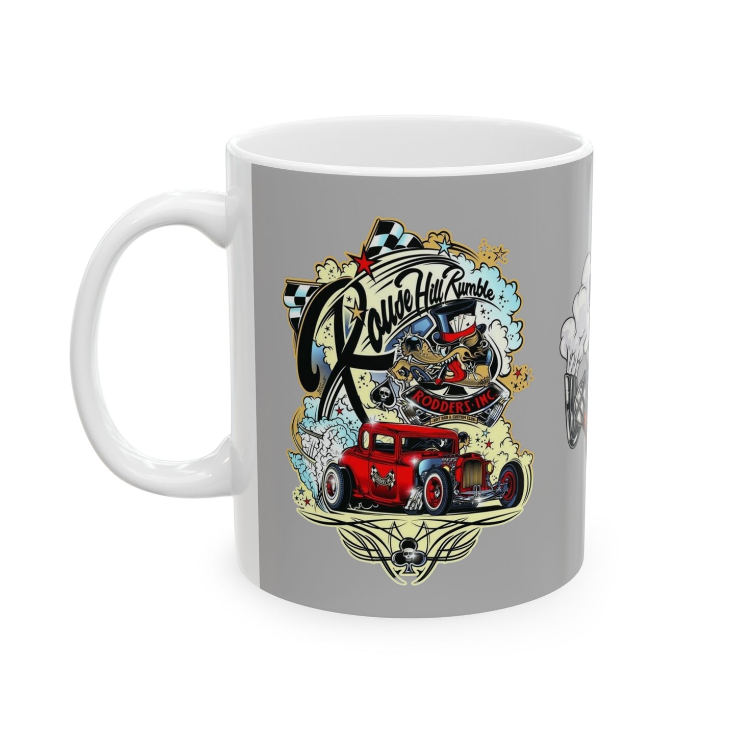 Roadsters Engine Mug 11 Ounces Light Grey