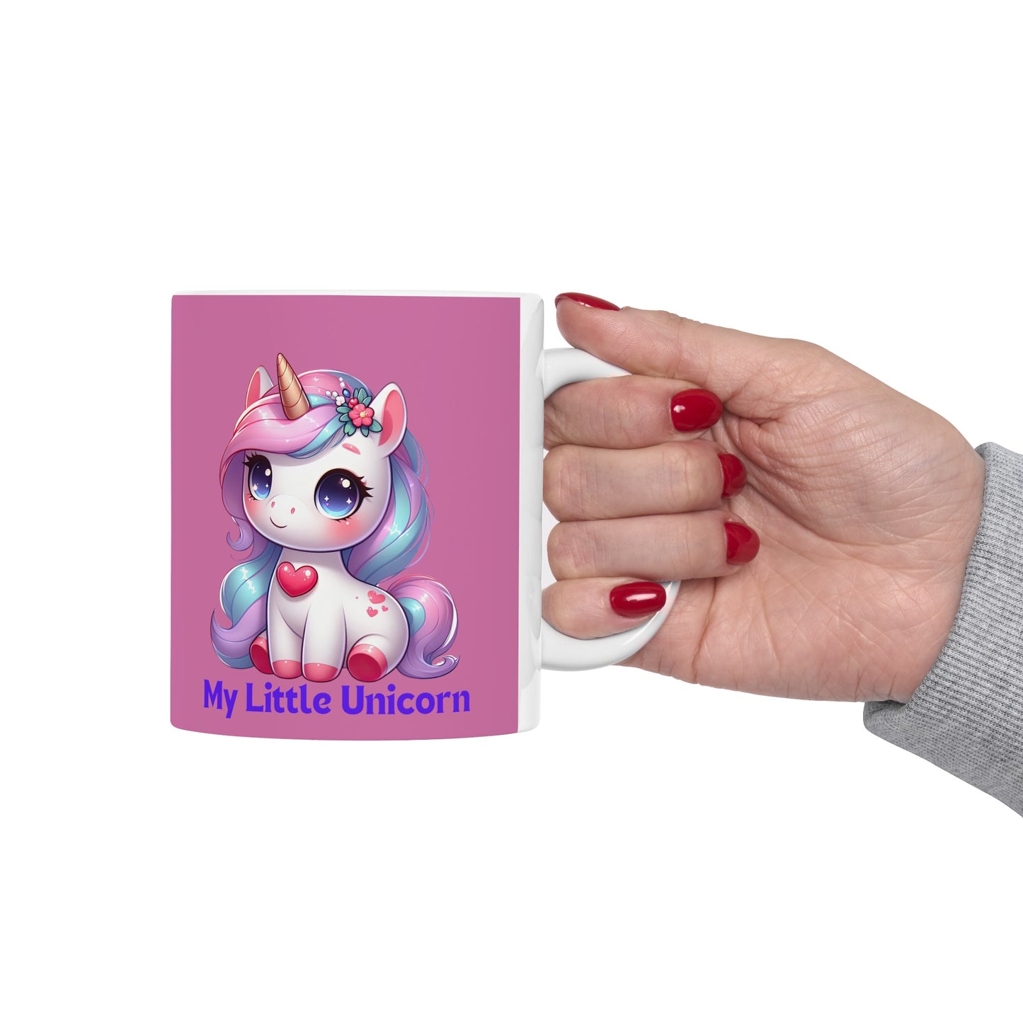 My Little Unicorn Heart Mug 11 Ounces Light Pink