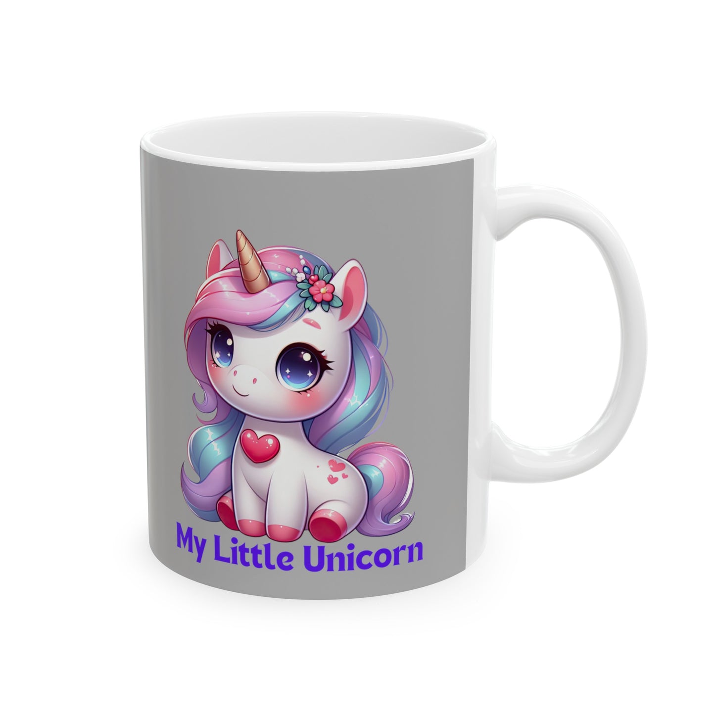 My Little Unicorn Heart Mug 11 Ounces Light Grey