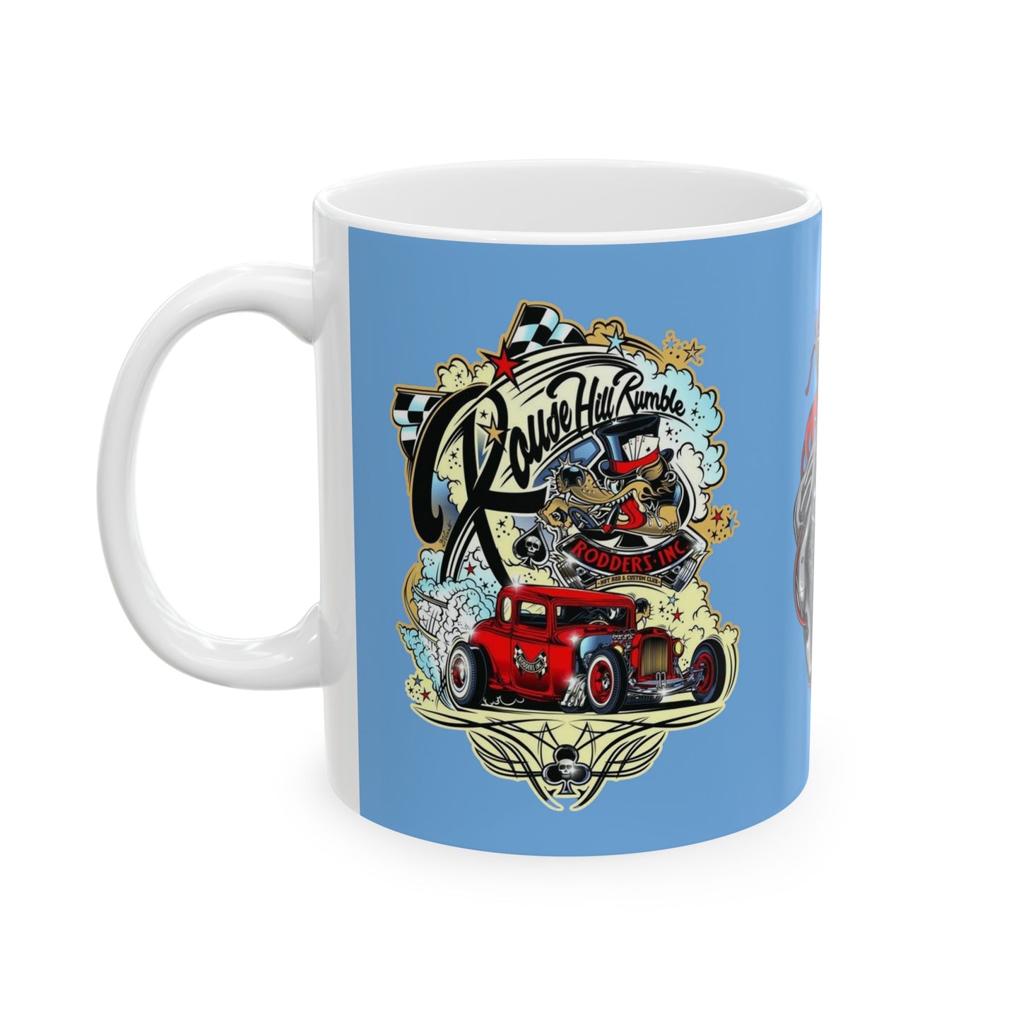 Roadsters Heart Engine Mug 11 Ounces Light Blue