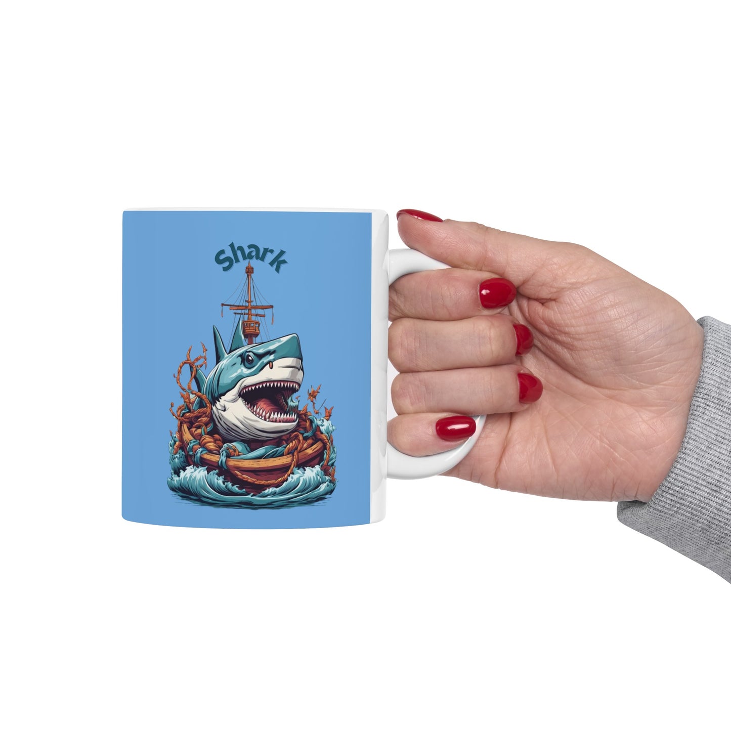 Shark Mug 11 Ounces Light Blue