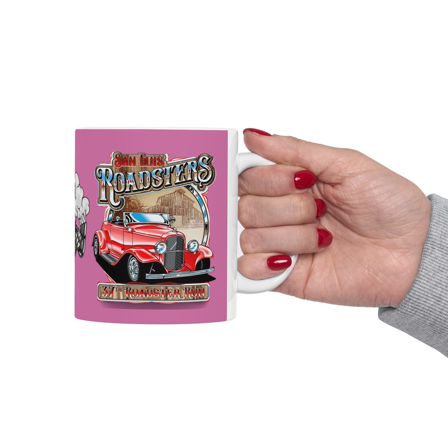 Roadsters Engine Mug 11 Ounces Light Pink