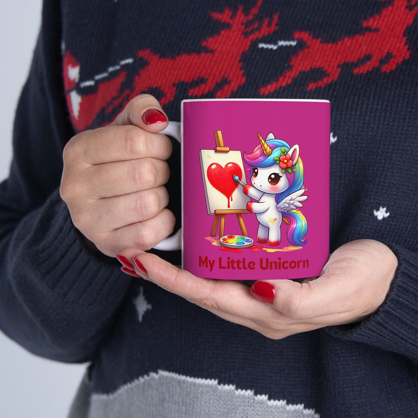 My Little Unicorn Heart Mug 11 Ounces Pink