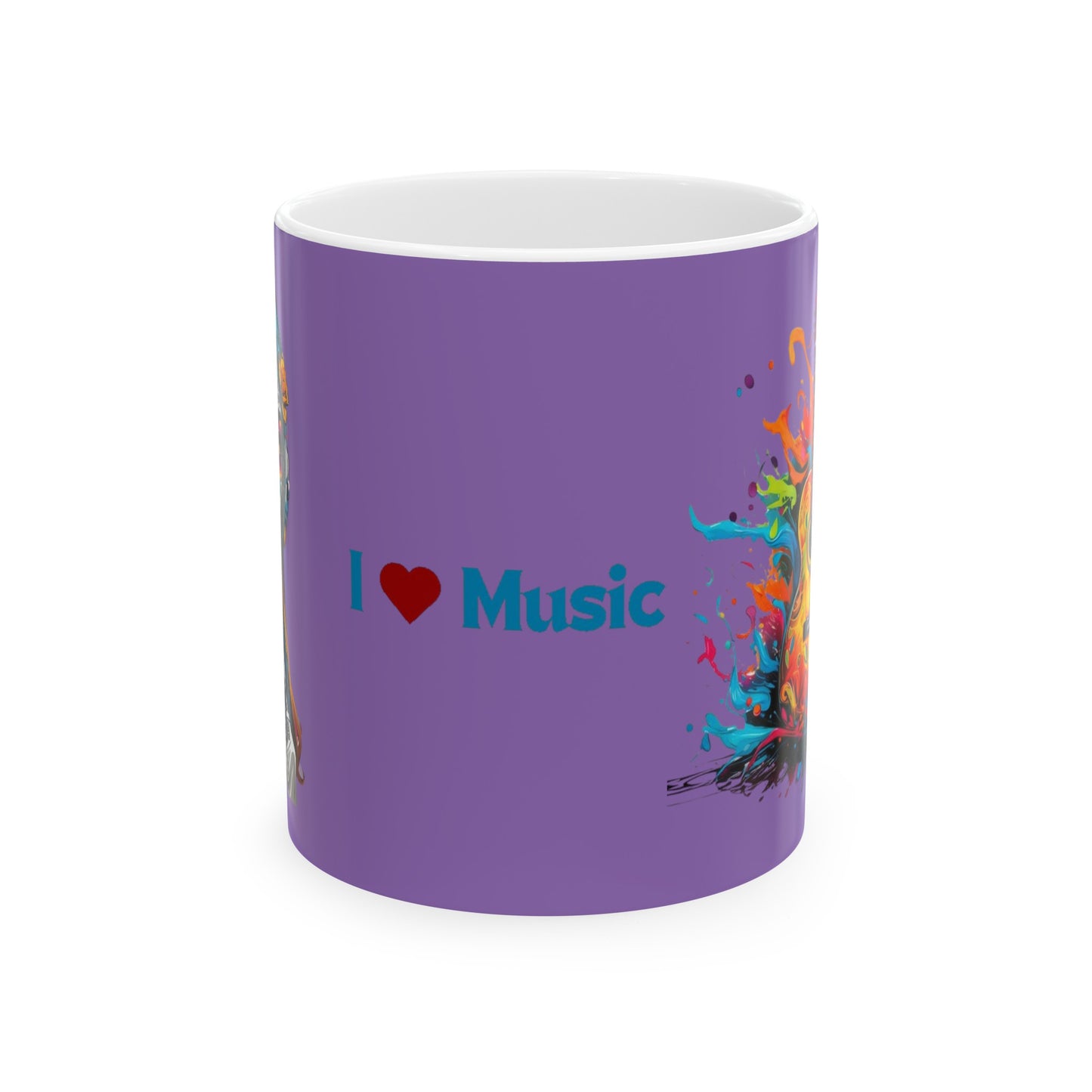 I Love Music Mug 11 Ounces Light Purple