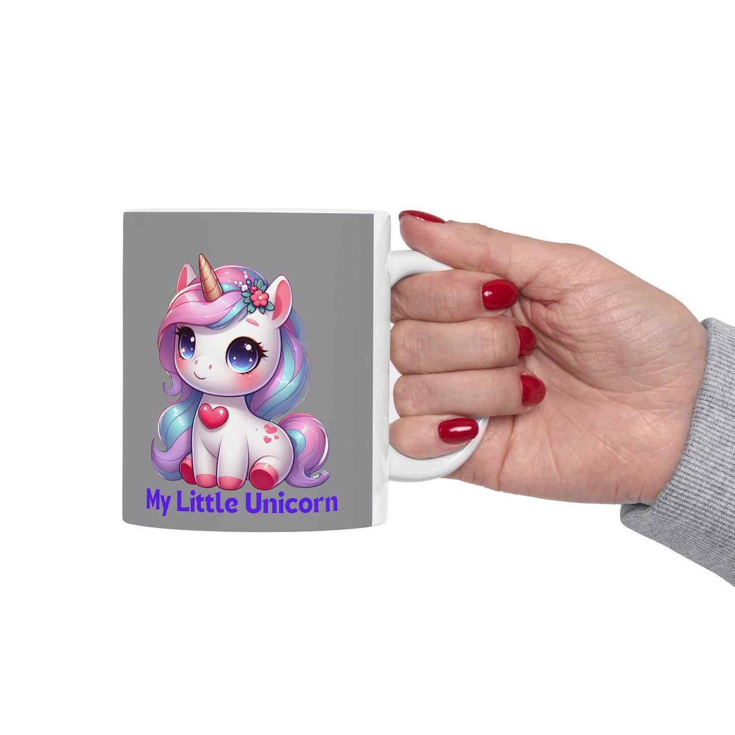 My Little Unicorn Heart Mug 11 Ounces Grey