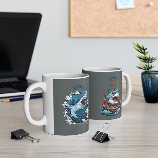 Shark Mug 11 Ounces Dark Grey