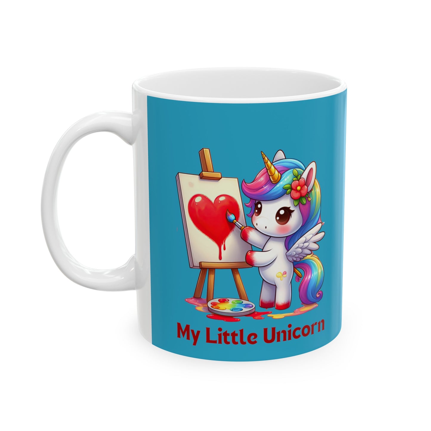 My Little Unicorn Heart Mug 11 Ounces Turquoise