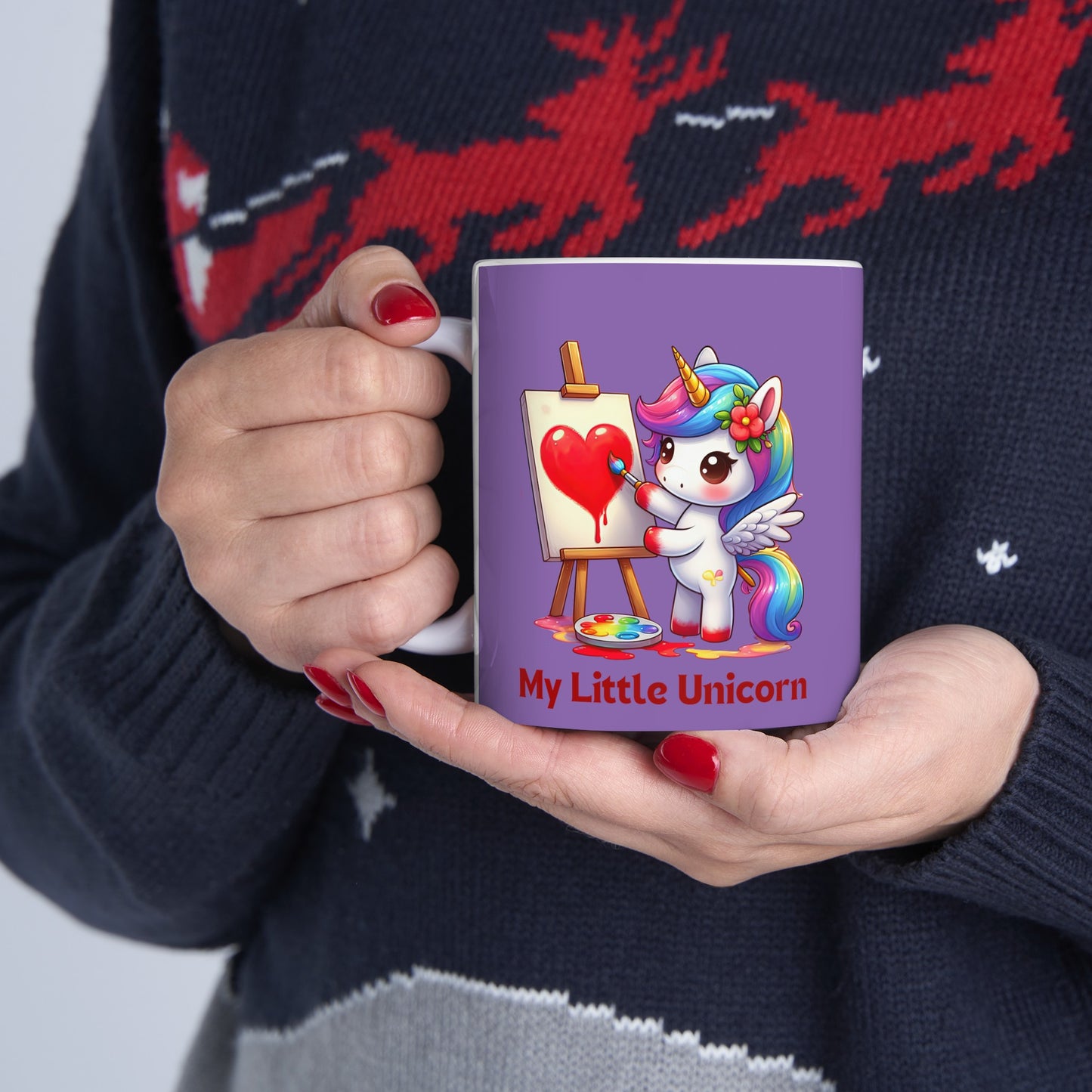 My Little Unicorn Heart Mug 11 Ounces Light Purple