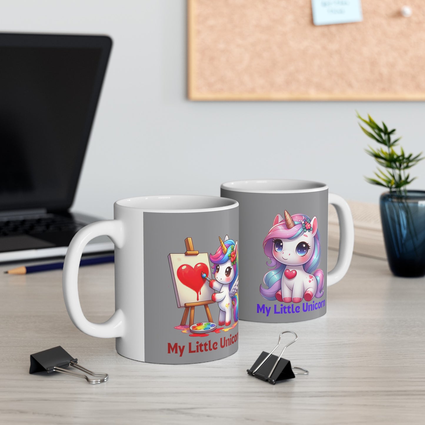 My Little Unicorn Heart Mug 11 Ounces Grey