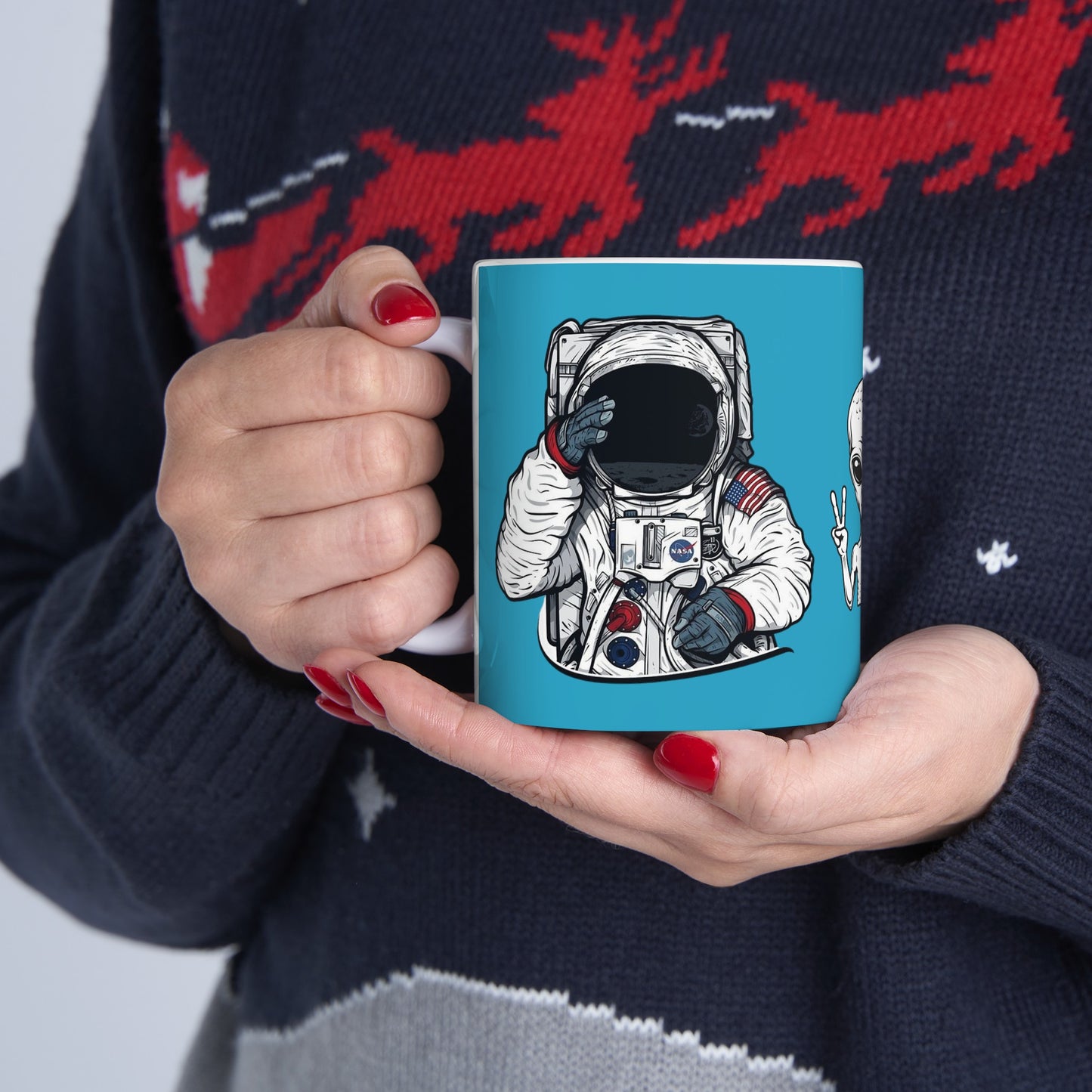 Nasa Alien Mug 11 Ounces Turquoise