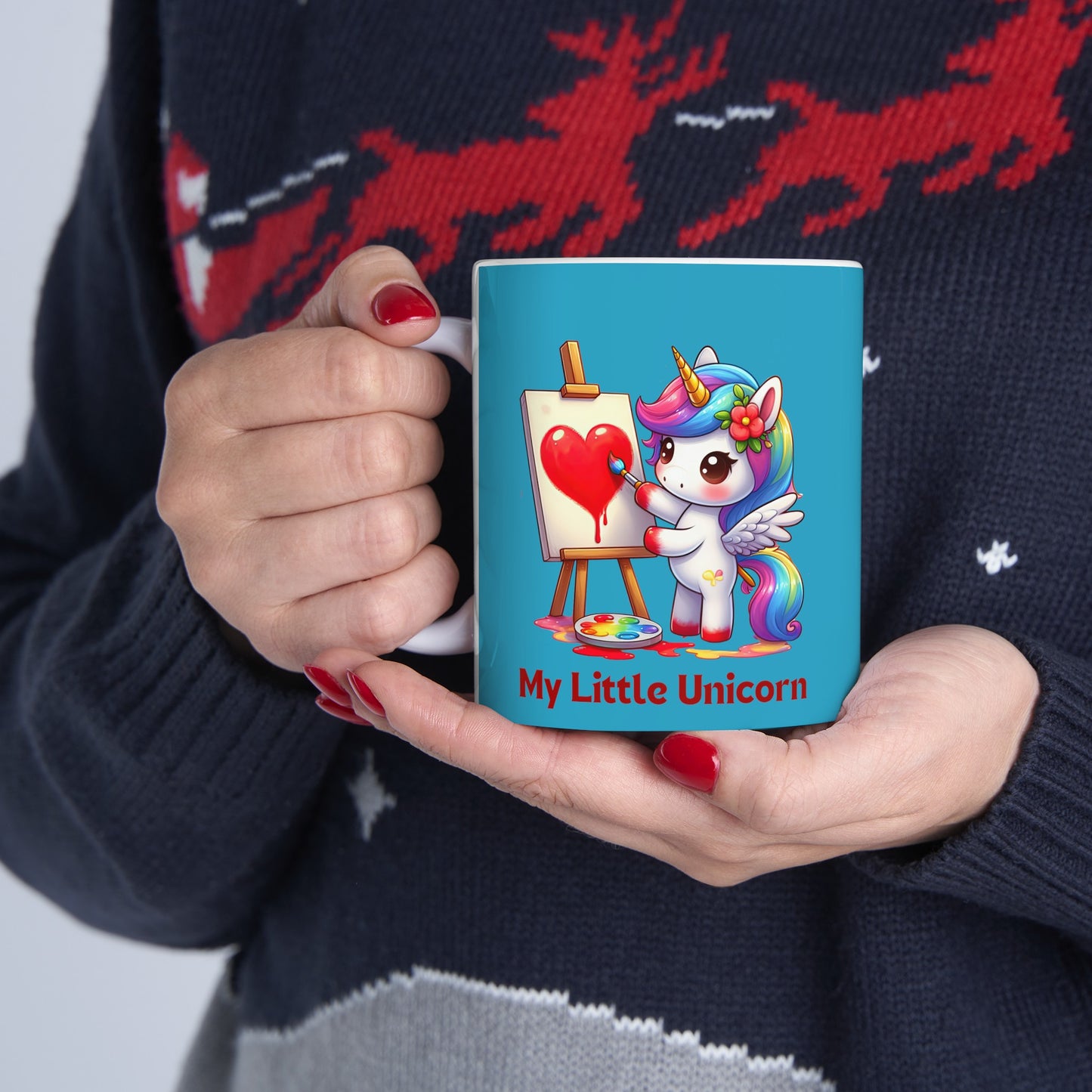 My Little Unicorn Heart Mug 11 Ounces Turquoise