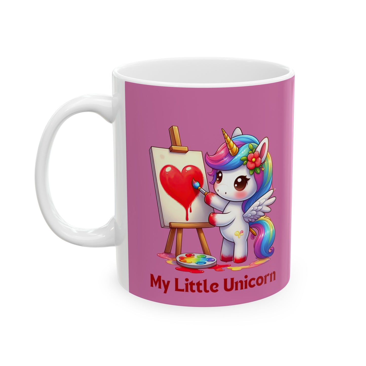 My Little Unicorn Heart Mug 11 Ounces Light Pink