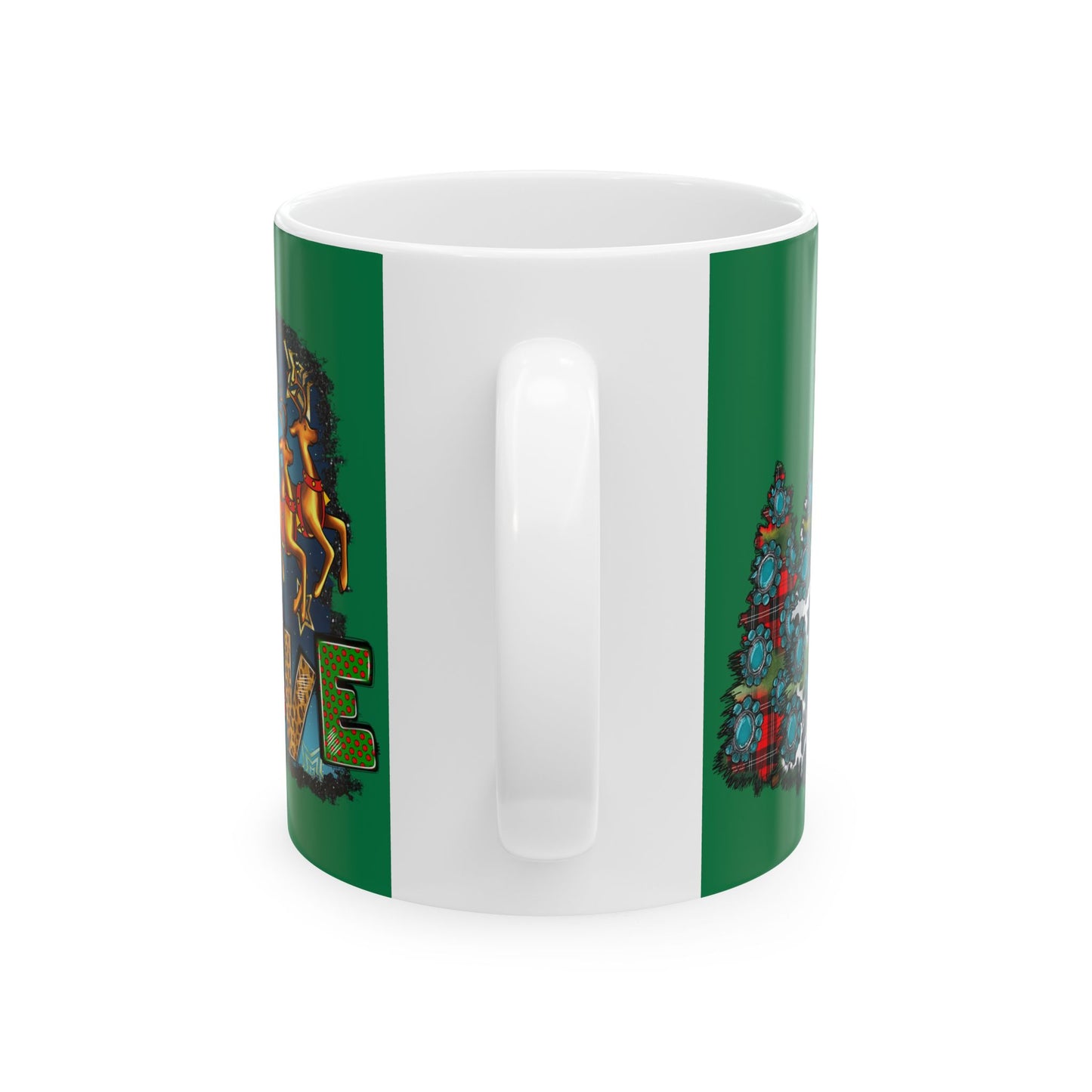 Merry Chritsmas Mug 11-15 Onces Dark Green