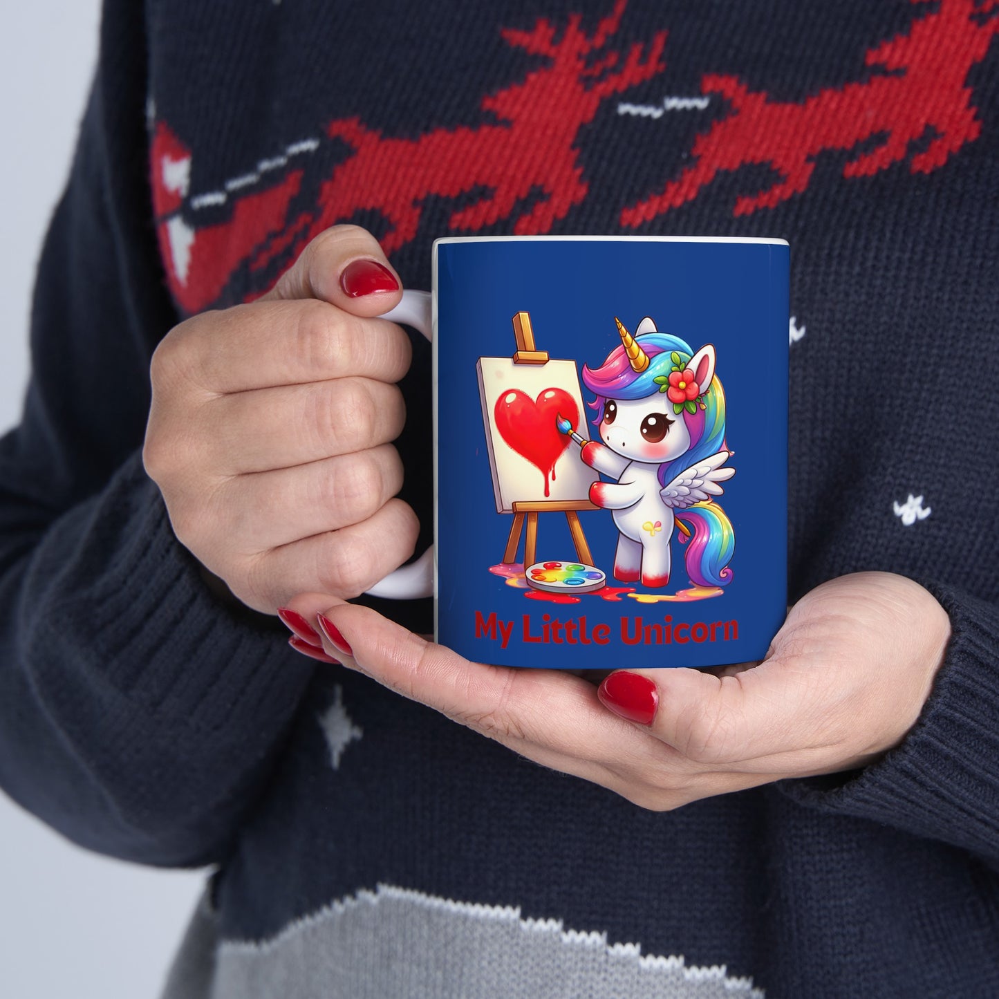 My Little Unicorn Heart Mug 11 Ounces Dark Blue