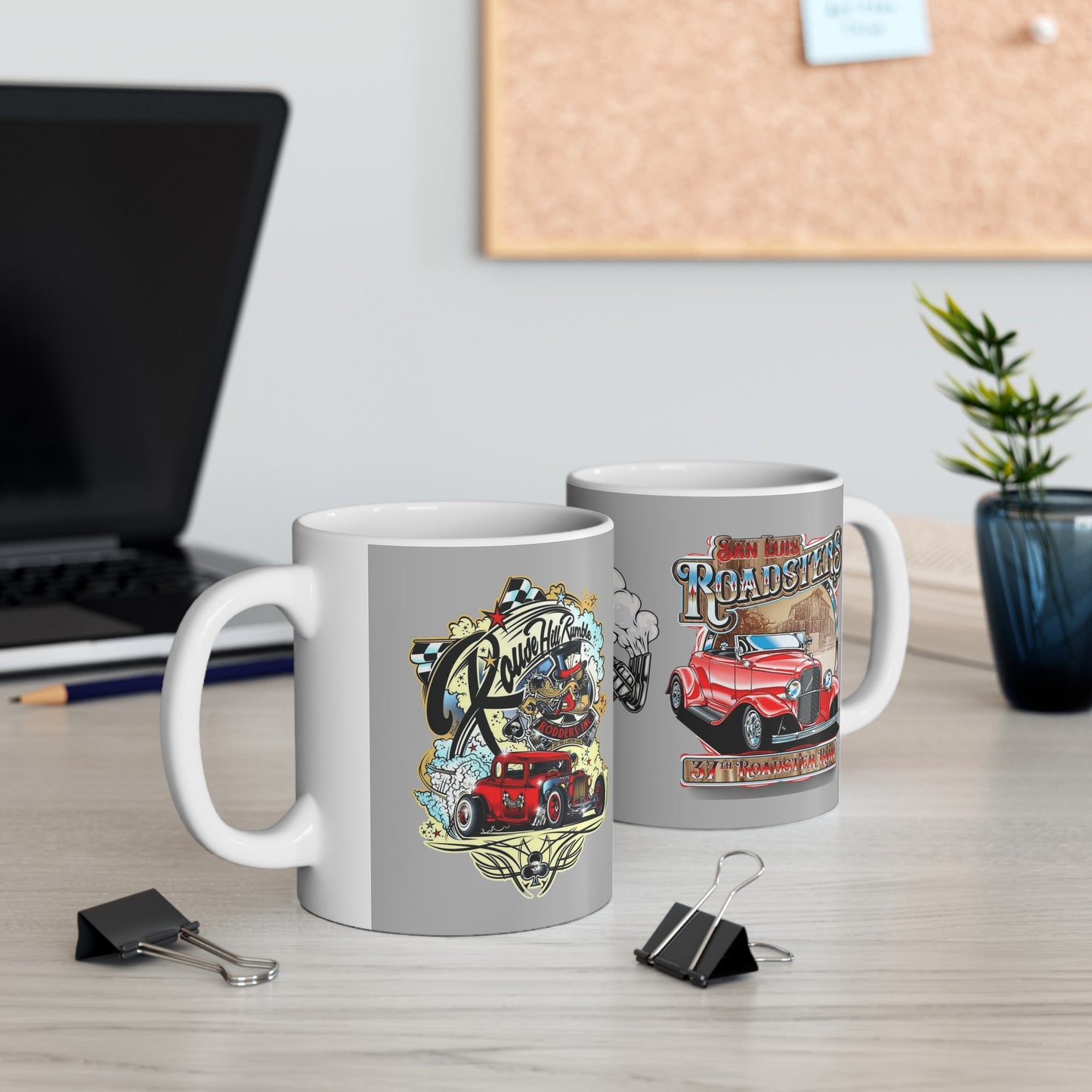 Roadsters Engine Mug 11 Ounces Light Grey