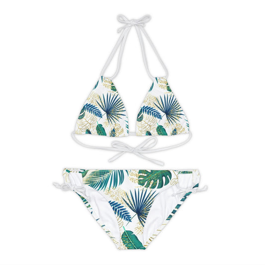 Leaves Strappy Bikini Set Sand