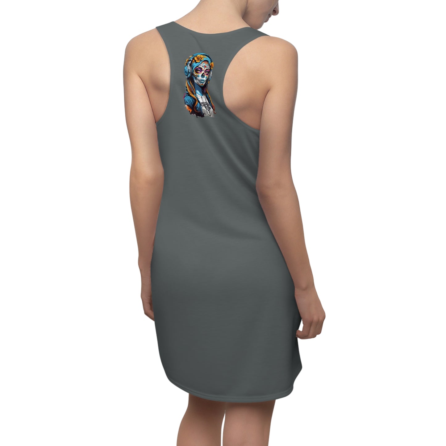 Guitar Women's Cut and Sew Racerback Dress Dark Grey