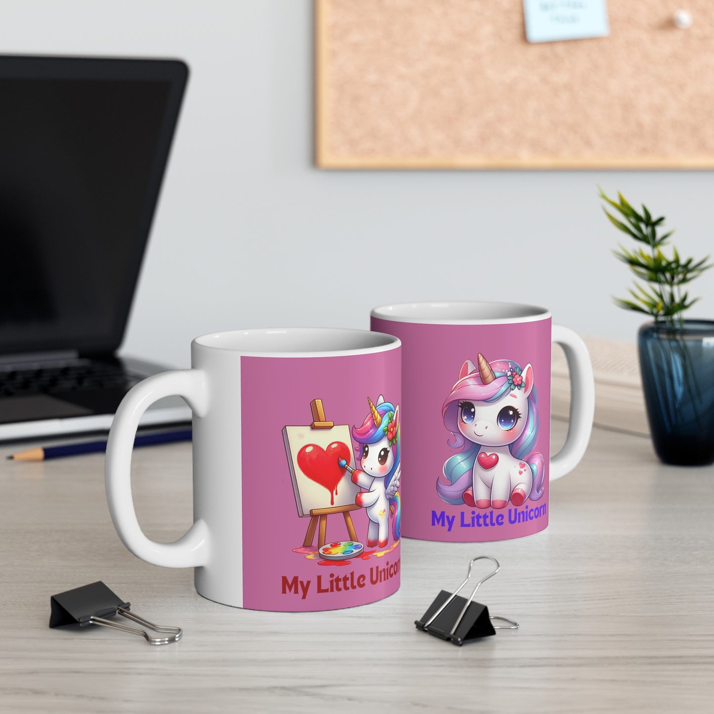 My Little Unicorn Heart Mug 11 Ounces Light Pink