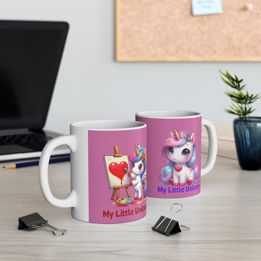 My Little Unicorn Heart Mug 11 Ounces Light Pink