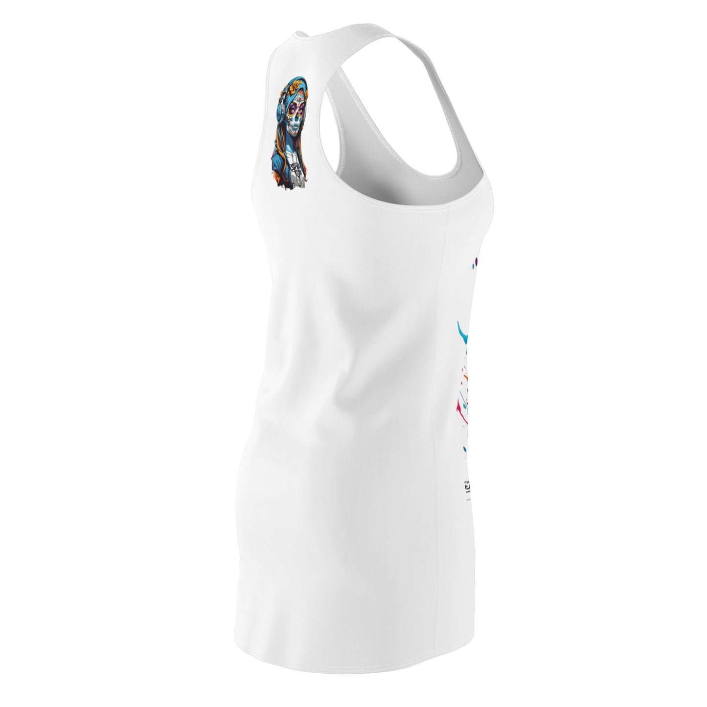 Guitar Women's Cut and Sew Racerback Dress White