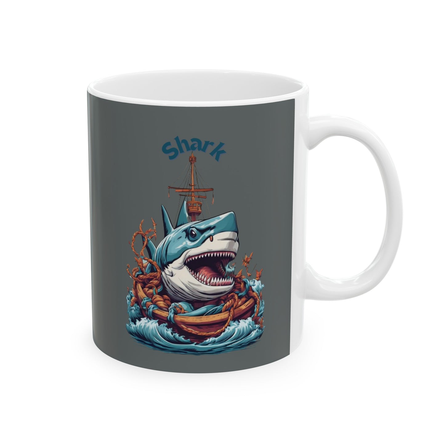 Shark Mug 11 Ounces Dark Grey