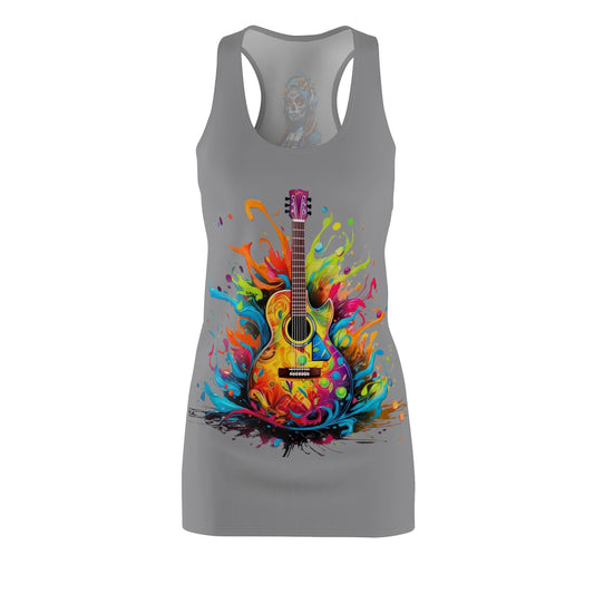 Guitar Women's Cut and Sew Racerback Dress Grey