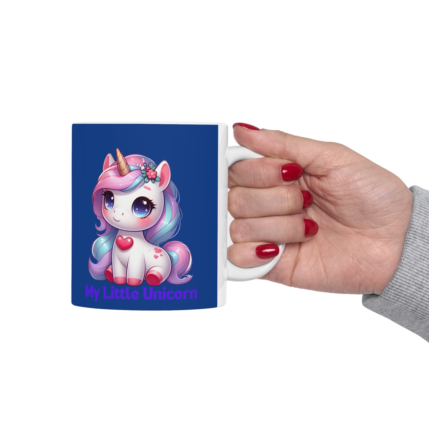 My Little Unicorn Heart Mug 11 Ounces Dark Blue