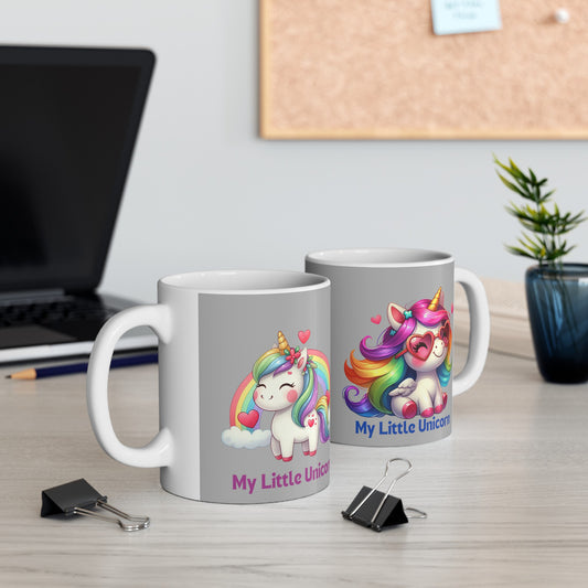 My Little Unicorn Rainbow Mug 11 Ounces Light Grey