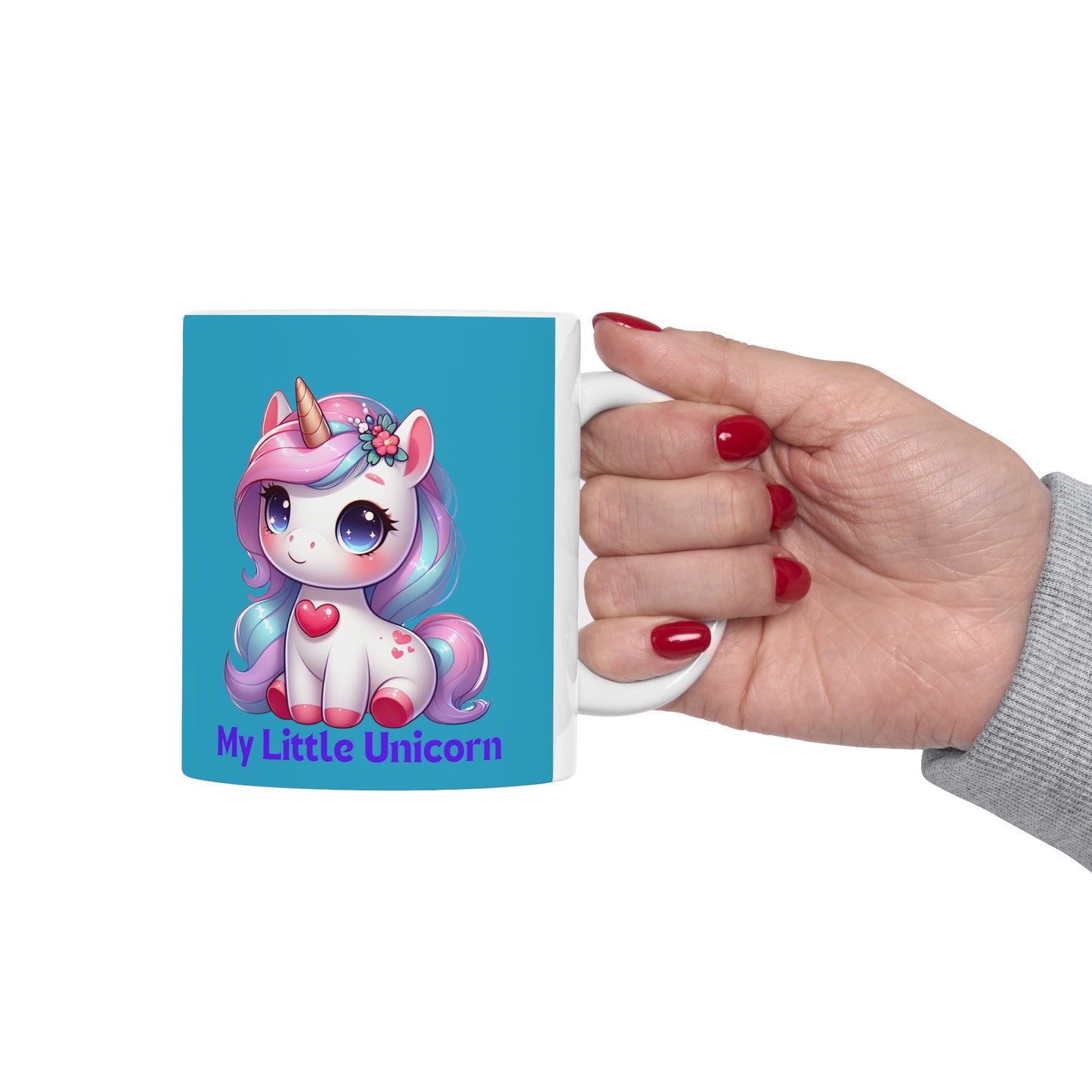 My Little Unicorn Heart Mug 11 Ounces Turquoise