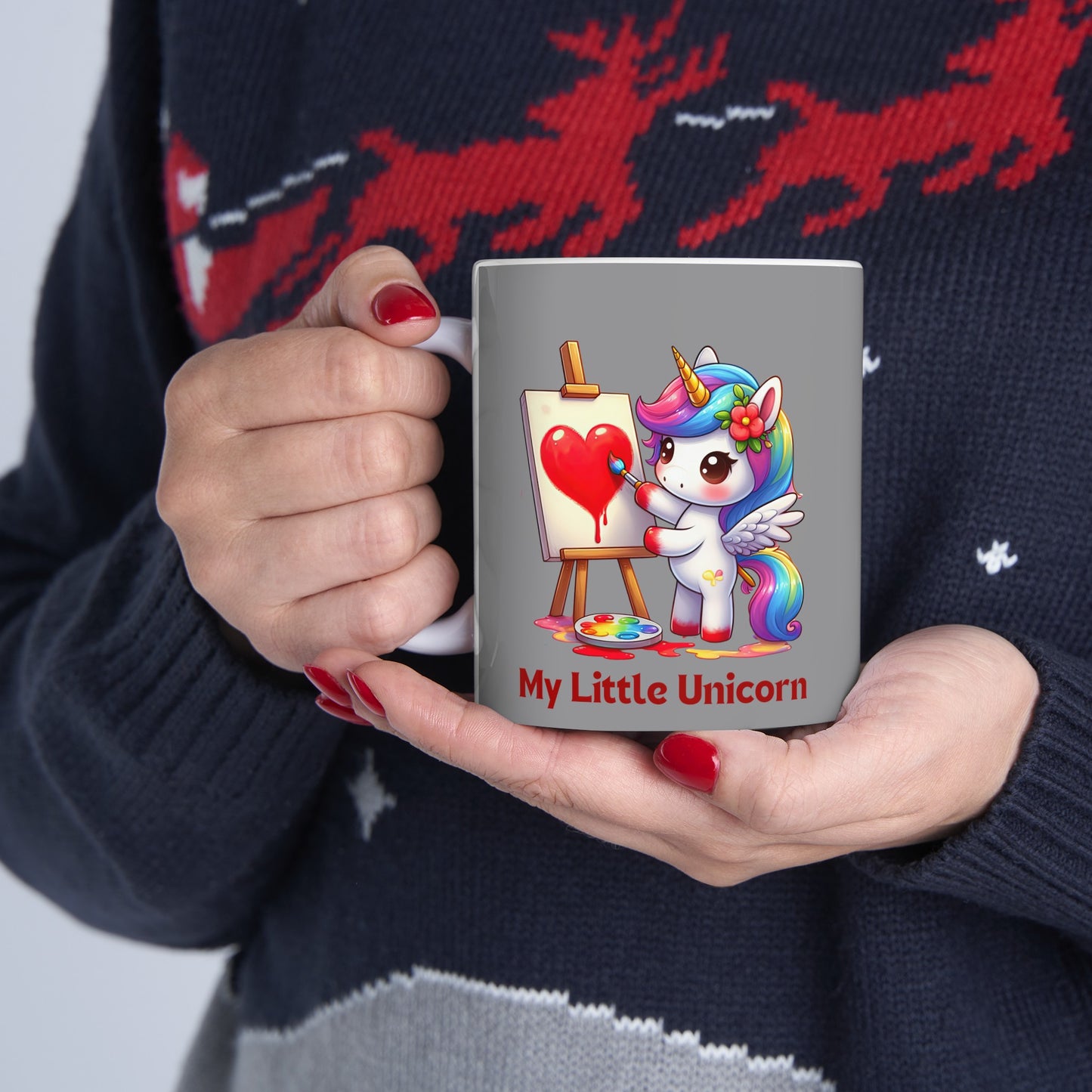 My Little Unicorn Heart Mug 11 Ounces Grey