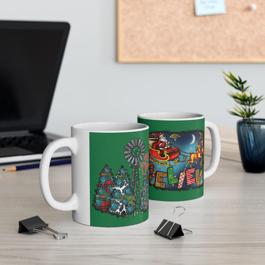 Merry Chritsmas Mug 11-15 Onces Dark Green