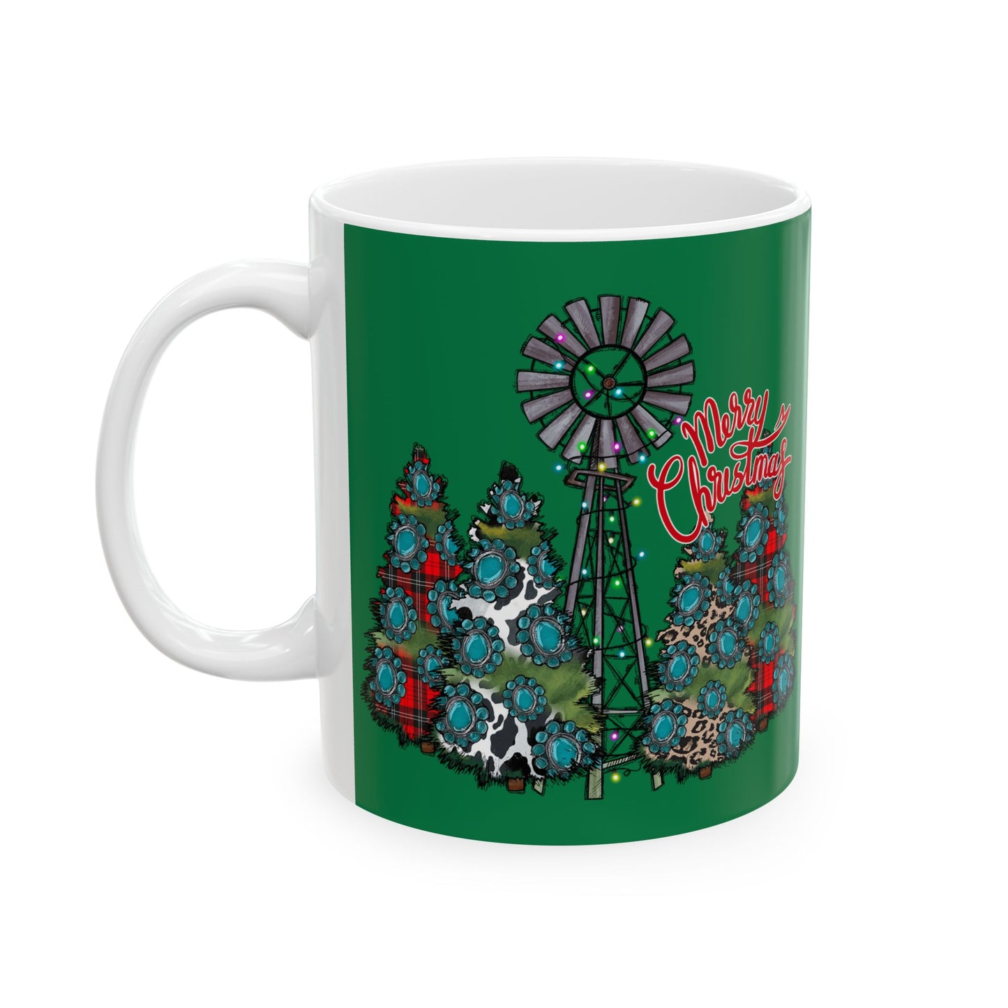 Merry Chritsmas Mug 11-15 Onces Dark Green