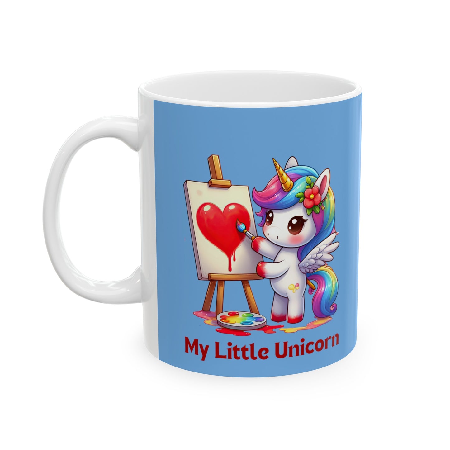 My Little Unicorn Heart Mug 11 Ounces Light Blue