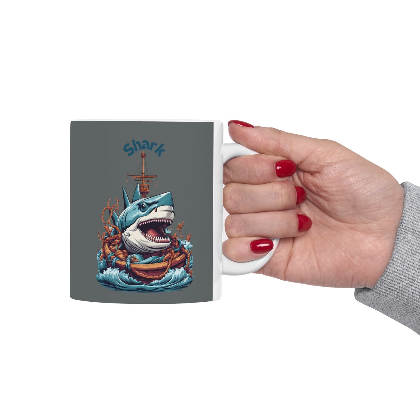 Shark Mug 11 Ounces Dark Grey