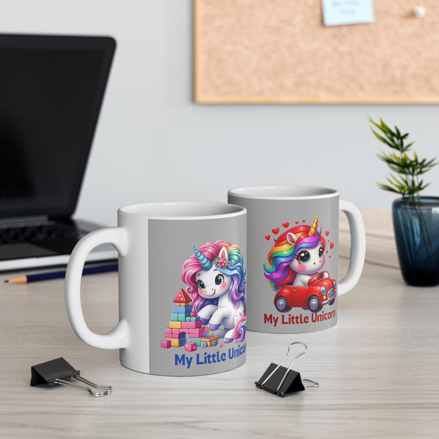 My Little Unicorn Castle Mug 11 Ounces Light Grey