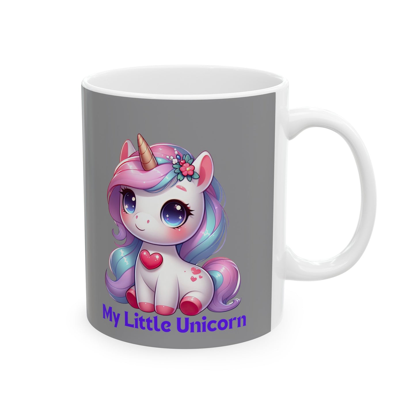 My Little Unicorn Heart Mug 11 Ounces Grey