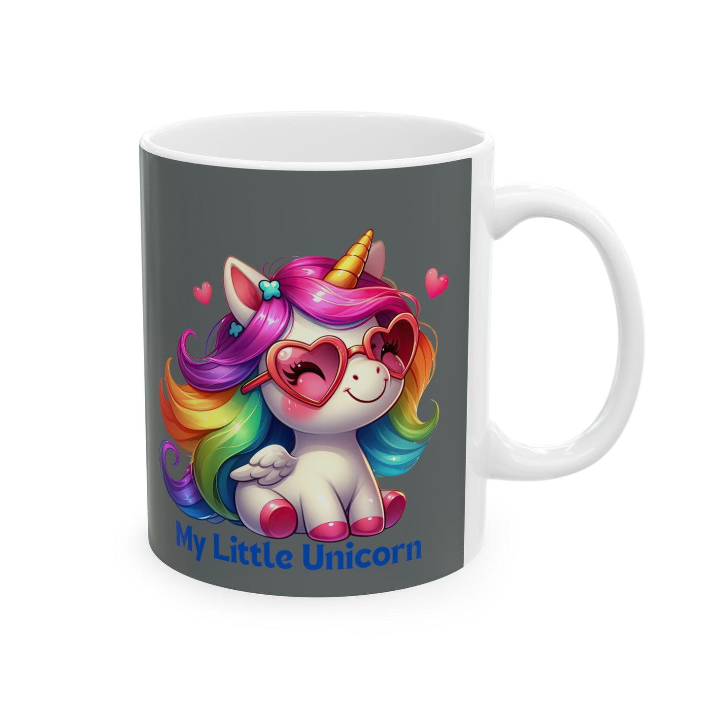 My Little Unicorn Rainbow Mug 11 Ounces Dark Grey