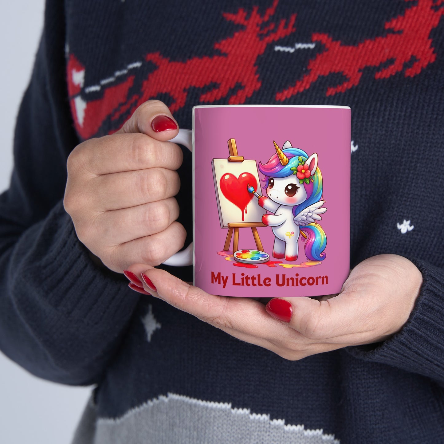 My Little Unicorn Heart Mug 11 Ounces Light Pink