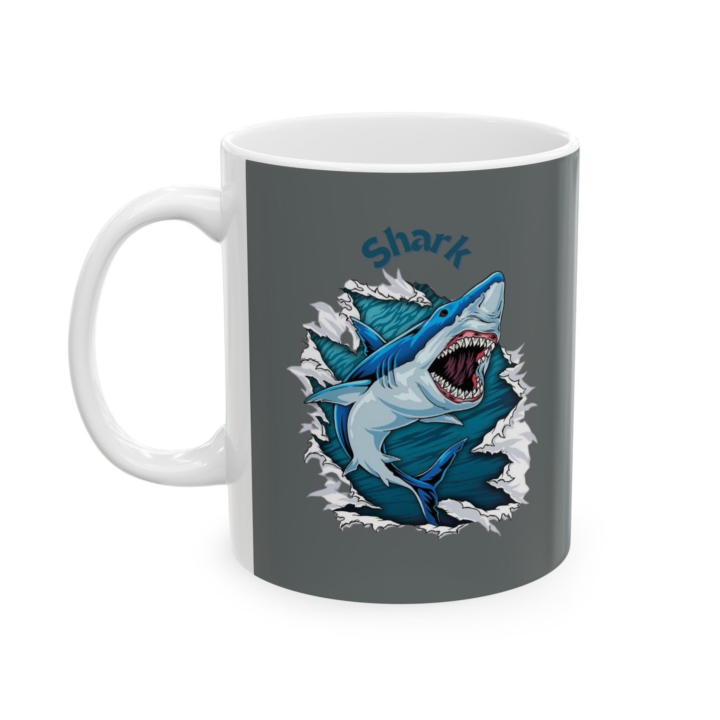 Shark Mug 11 Ounces Dark Grey