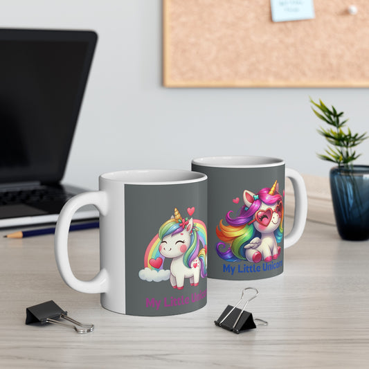 My Little Unicorn Rainbow Mug 11 Ounces Dark Grey