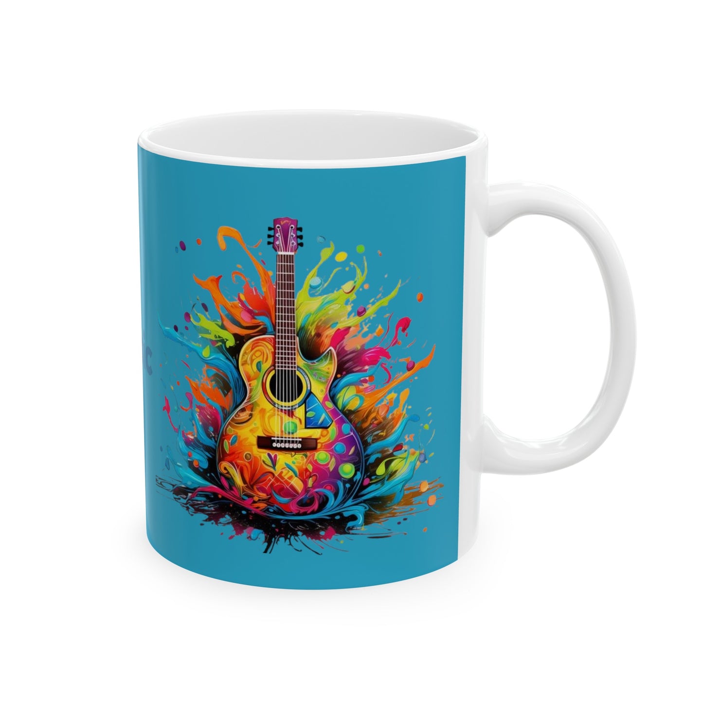 I Love Music Mug 11 Ounces Turquoise