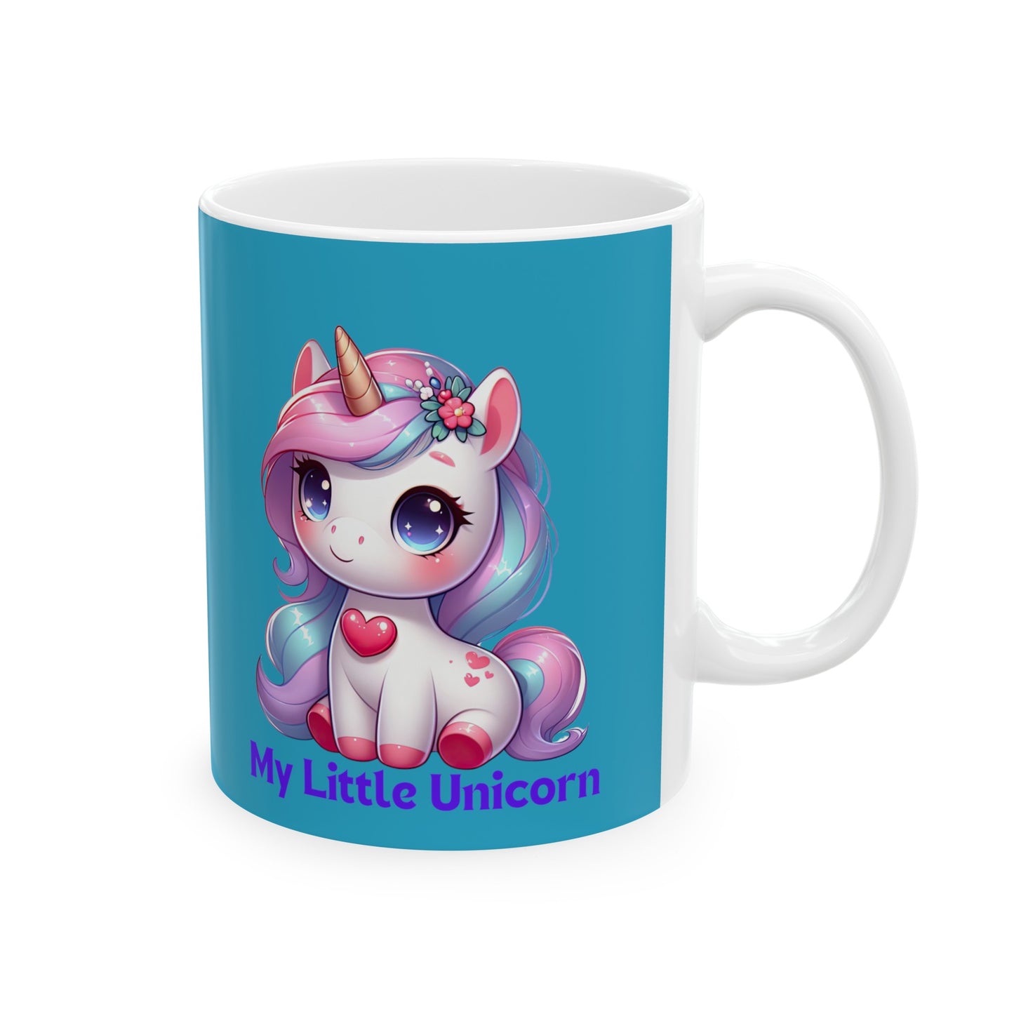 My Little Unicorn Heart Mug 11 Ounces Turquoise